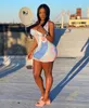 Backless Print Sexy Summer Dress Sexy Halter Deep V-neck Lace Up Sleeveless Beachwear Female Mini dresses