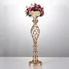 IMUWEN Gold/ Silver Flowers Vases Candle Holders Road Lead Table Centerpiece Metal Stand Candlestick For Wedding Party Decor