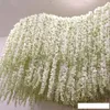 Elegant Artificial Flower Wisteria Flowers Vine Garden Wall Hanging DIY Rattan Centerpiece Xmas Party Wedding Decoration Backdrop