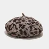 New Leopard Print Beret For Winter Rabbit Warm Painter Cap AllMatch Pumpkin Hat Octagonal Cap Wholesale Hats For Women J220722