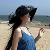 Nowy Lato Francuski Duży Duży Szeroki Brim Słomy Elegancki Dot Mesh Lady Sun Hat Outdoor Kobiety Rozrywka Czapka Moda Wakacje Gorass