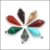 Composants de bijoux à breloques, pierre naturelle, cône, Quartz Rose, œil de tigre, opale, pendentifs cristal clair, Ch Dhx1H