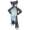 Costume della mascotte del lupo della volpe del cane Husky dai capelli lunghi Halloween Festa di Natale Fantasia Personaggio dei cartoni animati Vestito Vestito Adulto Donna Uomo Vestito Carnevale Unisex