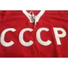 WSKT 1980 VINTAG CCCP Ryssland Hockey 20 Vladislav Tretiak 24 Makarov Jerseys Billiga herr 100% Sömda röda vita alternativa retrouniformer bra
