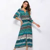 Bohemian Printing Long Dress Women Maxi Long Dress Floral Print Retro Hippie Vestidos Chic Brand Clothing Boho Dress G220510