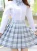 ZOKI Plaid Women Pleated Skirt Bow Knot Summer High Waist Preppy Girls Dance Mini Skirt Cute A Line Harajuku Sexy Japan Faldas 220505