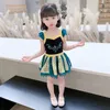 Vestido infantil saia de dança de gaze de algodão infantil vestido de performance menina tutu princesa vento