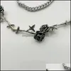 ERD Style Rose Neckleace Bracelet Retro Ins Niche Design Men and Women Chail Clavicle Chain Simple Light Luxury Fashion Jewelry Drop Drop1943116