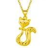 Pingentes de raposa banhados a ouro com colares de onda de água Copper 24k Pingents Bated Pingants Gold Charm Charm Colar Ladies Fox Colares