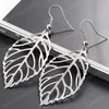 Female Earrings Large Leaf Shape Silver Plated Ear Hooks Simple Party Jewelry Dangle Earring for Women Fashion Jewelry Gifts