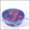 Other Kitchen Dining Bar 6 Pcs/Set Reusable Sile Stretch Lids Lid Bowl Dh7Zv