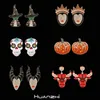 Stud huanzhi halloween pingando óleo de zircão de pérolas de abóbora Skeleleton Witch Studering 220826