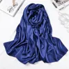Длинные шарфы платки с твердым цветом шелковый атласный шарф хиджаб для женщин Элегантная шея 70 190 см. Большие пончо шарфы, дамы