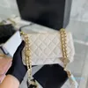 2022 Classic Mini Flap Quilted Coin Bags Caviar Leather Plånbok med Gold Metal Chain Crossbody axelväska Multi Pochette Card Holder Handväskor 18 cm