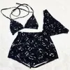 3 pezzi set costumi da bagno donna classico lettera bikini completo stilista reggiseno con lacci crop top e slip e pantaloncini 3 pezzi abiti sex8177352