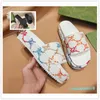 Moda-Sandálias Plataforma Feminina Slide Sandal Slipper Sapato Bordado Canvas Slides Deslizamento Em Chinelos Mulheres Senhoras Sapatos Comfy