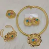 Fashion Jewelry Set For Women Wedding Bridal Crystal Earring Necklace African Dubai Gold Color Ring Bracelet Jeweller 220810