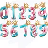 Party 32 inch Aantal Folie Ballonnen met kroon nummer ballon 1 2 3 4 5 Verjaardag Kids Bruiloft Decoraties
