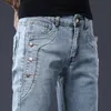 Heren Skinny Jeans Rechte Denim Broek voor Hoge Taille Slanke Fit Jean Pantalones Grijs Casual Kleding 220328