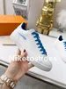 2022 Frontrow Sneakers Womens Pink Blue Runner Shoes Luxurys Luxurys White Calfskin Ared anti-skid و Wear-Endistant Fo
