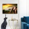 Animali moderni Paesaggio Poster e stampe Wall Art Canvas Painting Immagini di elefanti africani per la decorazione del soggiorno Senza cornice