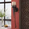 Hållare 2st Medieval Vintage Iron Gothic Torch Style Black Pillar Candle Holder Wall Pillar Hem Dekorativ väggmonterad dekoration YQ231