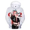 Moletons Masculinos com Capuz In The FRANXX 3D Anime Zero Two Moletom Com Capuz Meninos Meninas Roupas Bonitas Masculino Feminino Streetwear Pulôver Legal Masculino