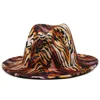 Moda Zewnętrzna Tiger Stripe Patchwork Cap Women Fedoras Top Jazz Filtr Szeroki Kapelusze Brim Unisex Panama Wełna Fild Fedora Hat