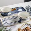 Dishes & Plates Japanese Underglaze Hand Painting Ceramic Plate Breakfast Handlebowls Dish Set Porcelain Tray Household Tableware