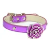 Luxury Diamante Flower Bling Dog Collar Lead Soft Leather Adjustable Puppy Cat Collar Harness