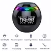 Haut-parleur 5.0 compatible Bluetooth avec réveil numérique LED Lecteur de musique Haut-parleur sans fil en forme de boule Mini BT pour téléphone portable intelligent