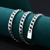 BOCAI TRENDY S925 Sterling Silver Necklace For Men Women Simple 7mm 8mm Horsewhip Chain Pure Argentum Fashion Jewelry 220813