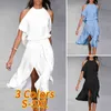 Femmes Habille 2022 Vonda Summer Sans manches décontractées Holiday Plain tank Robes Bohemian Vestidos Loose Sundress Prom Robe G220510