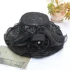 Chapéus de aba larga para mulheres Black Sexy Floral Wedding Crown britânico Vintage Sun Party Dance Hair Acessorywide Widewide