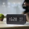 Alarm Clock LED Digital Wooden USB/AAA Powered Table Watch With Temperature Humidity Voice Control Snooze Electronic Desk Clocks 220801