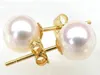 Grade de Stud Grade Perfeita redonda branca Akoya Pearls Brincho 14K/20 Solid Goldstud Studstud Dale22