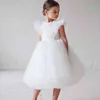 Белое платье для крещения с реальными фотографиями для девочки, фатиновые повседневные испанские детские платья, элегантные бальные платья подружки невесты для девочек