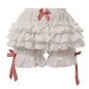 Lolita Maid Ruffle Shorts para mulheres meninas calças de algodão Bloomers Kawaii calças curtas seguras fofas