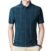 ブロウングラフィックTシャツメンサマービジネスショートスリーブTシャツカジュアルルーズルーズ格子縞のターンダウンカラーTシャツ220509