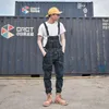 Men's Jeans Spring Overalls Men Bib Denim Jumpsuit Slim Big Pocket Cargo Pants Fashion Casual Black Trousers