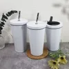 17oz sublimering Kaffe Koppar Dubbelvägg Rostfritt Stål Tumbler med metall Straw och lock Straw Brush Ingen söm på Bottom Vacummisolerad Travel Cup Vattenflaska AAA