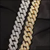 Naszyjniki łańcuchy wisiorki biżuteria mrożona w Miami Cuban Link Łańcuch Gold Sier Sier Men Men Naszyjnik 16 -calowy w wysokości 20 cali 22 cali 24 cala 18 mm 18 mm