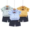 Roupas para meninos conjuntos de verão Gentleman Tida Camisa de manga curta + shorts 2pcs Roupas infantis Crianças Conjunto de roupas G220509