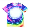 sublimation Bleached Polyester Shirt Heat Transfer Blank Casual Short Sleeve Leopard Print Vintage Graphic T-Shirt fast ship personal DIY gift