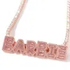 Hop Hip Custom Имя Baguette Letters с теннисной сетью мужчины женщины Микробический циркон подвесной колье ювелирные изделия268I