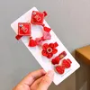 Hair Accessories 5pcs/lot Chinese Style Children's Headdress Year's Red Bow Hairpin For Girl Kid Dress Up Perform Clip Festival Gift