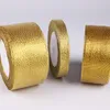 Stol täcker 10roll 1/2 "12mm Golden Glitter Metallic Jewelry Ribbon Gold Color 250yds (1 Roll 25yds)