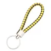 DIY Leather Braided Woven Keychain Rope Rings Circle Pendant Key Chains Holder Car Keyrings Jewelry Accessories Gift