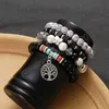 Ensemble de 4 bracelets de perles pour femmes, breloque ethnique, pendentif arbre de bonheur, bijoux Vintage pour femmes