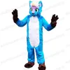 Halloween blauer langhaariger Husky-Hund-Maskottchen-Kostüm, Top-Qualität, Zeichentrickfigur, Karneval, Unisex, Erwachsene, Größe, Weihnachten, Geburtstag, Party, ausgefallenes Outfit